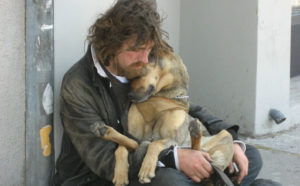 homeless man and his dog